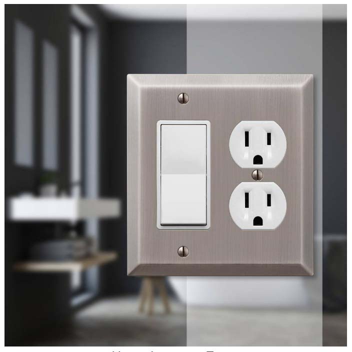 Century Collection Combination Wallplate, Amerelle, Rocker/Duplex, Antique Nickel - 2
