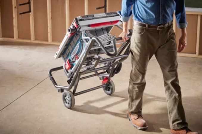 10 in Table Saw, Bosch, Gravity-Rise Wheeled Stand, 15-Amp - 4