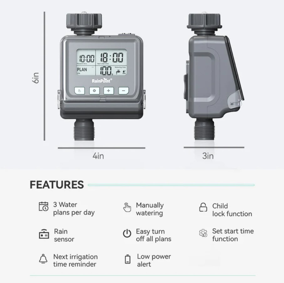 Water Timer, Rainpoint, Smart Irrigation Controller, Hose-End, 1-Zone - 3
