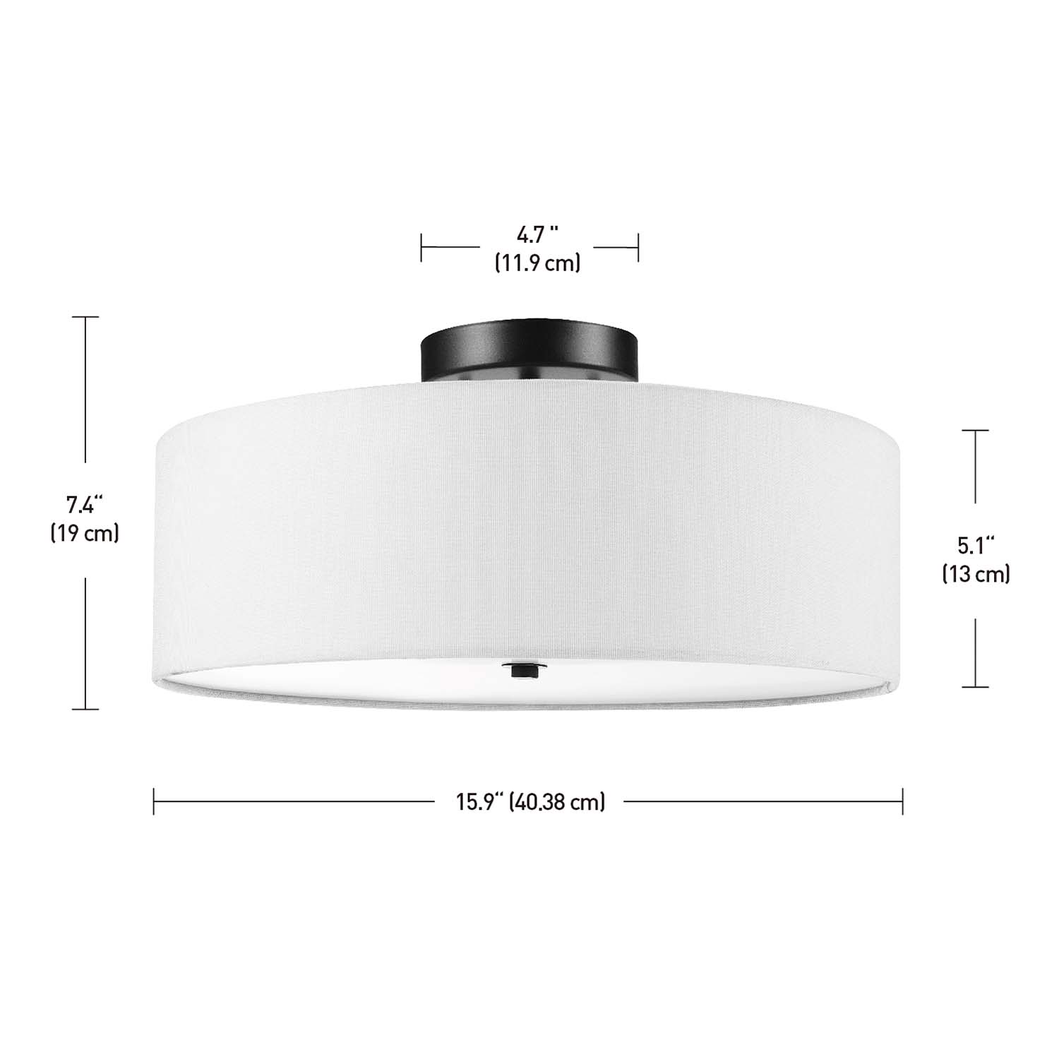 Semi-Flush Ceiling Light, Globe, Kyle, 2-Light, Bronze, 16 in W - 3