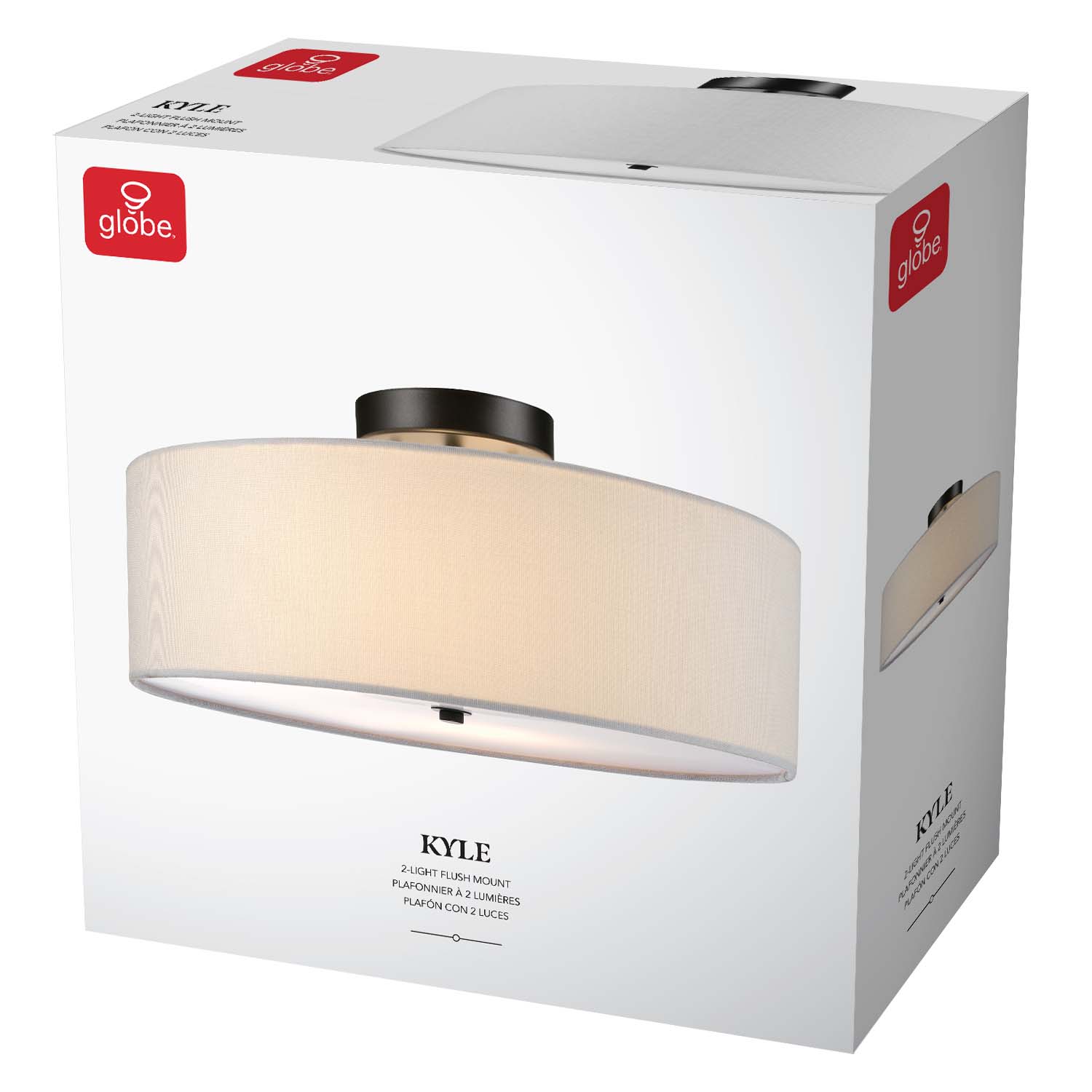 Semi-Flush Ceiling Light, Globe, Kyle, 2-Light, Bronze, 16 in W - 4