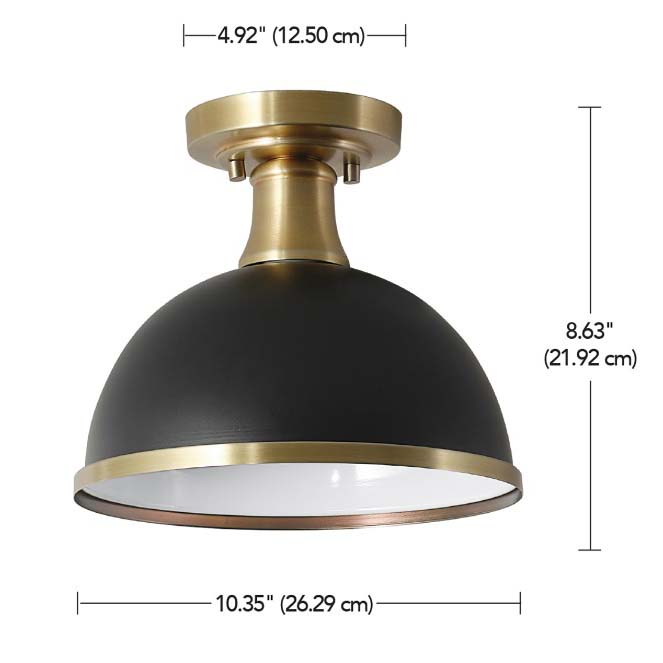 Beckett Semi-Flush Ceiling Light, Globe, 1-Light, Black, 10 in W - 2