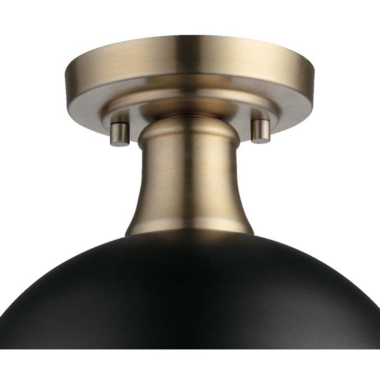 Beckett Semi-Flush Ceiling Light, Globe, 1-Light, Black, 10 in W - 3