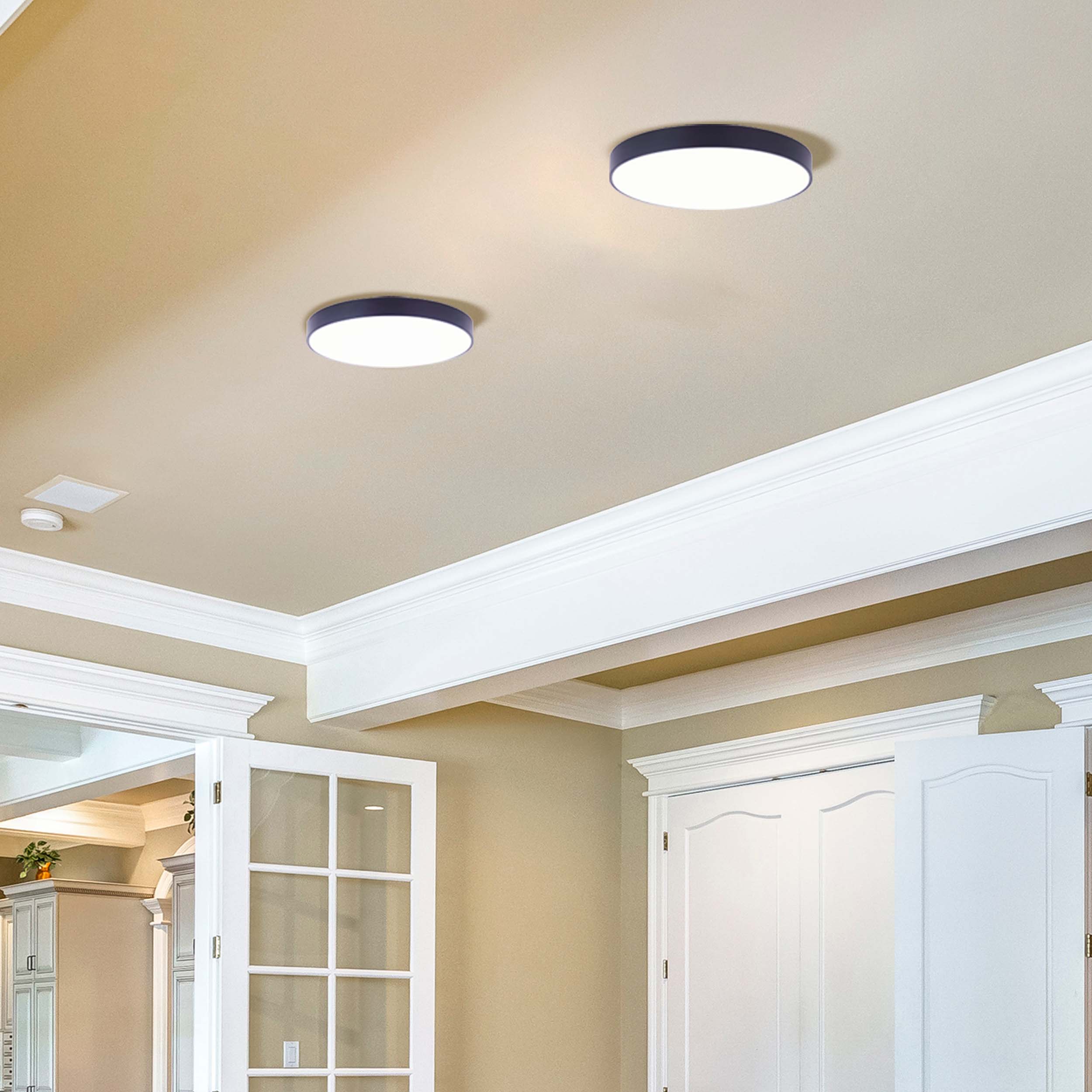 Luna Flush Ceiling Light, Canarm, Integrated LEDs, CCT, Black, 14 in W - 3