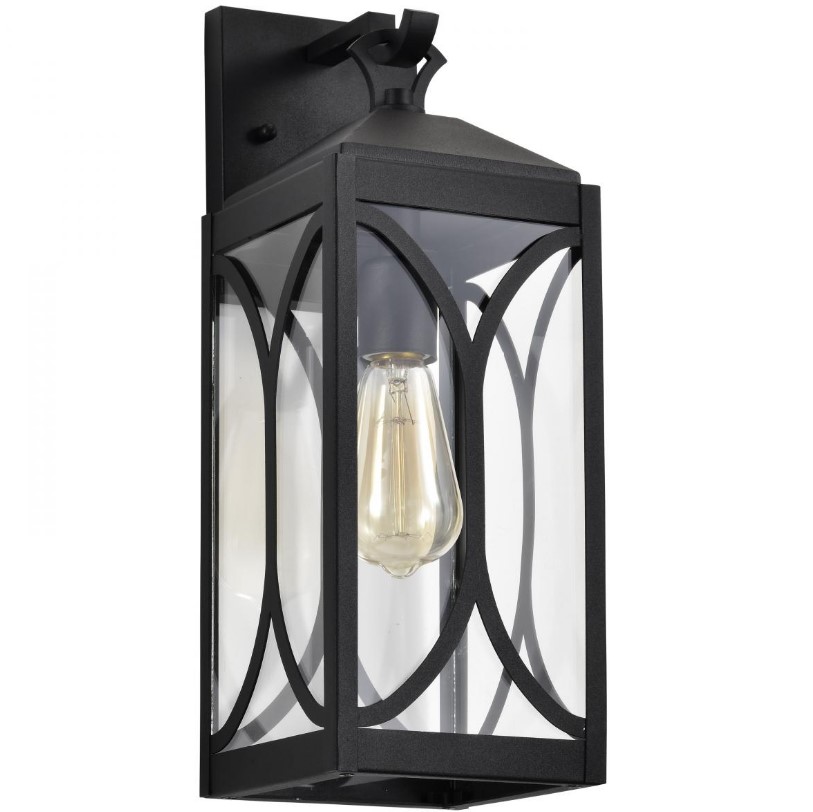 Outdoor Wall Lantern, Nuvo Lighting, Oaklyn, 1-Light, 17 in H, Matte Black - 1