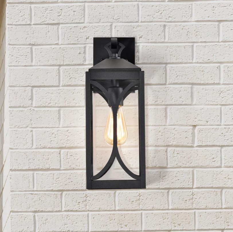 Outdoor Wall Lantern, Nuvo Lighting, Oaklyn, 1-Light, 17 in H, Matte Black - 3