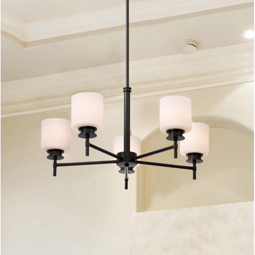 Warren Chandelier, Nuvo Lighting, 5-Light, Matte Black - 4