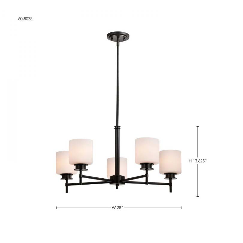 Warren Chandelier, Nuvo Lighting, 5-Light, Matte Black - 5