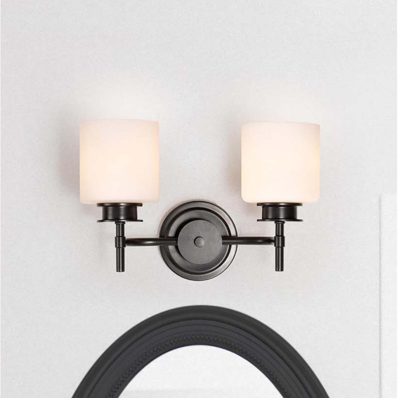 Warren Vanity Light, Nuvo Lighting, 2-Light, 14-1/2 in W, Matte Black - 4