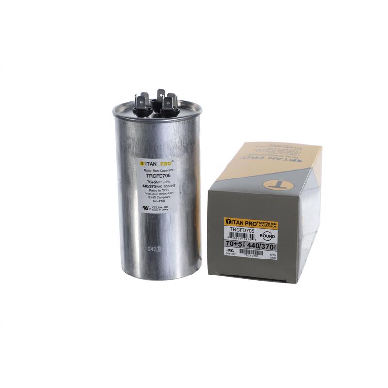 Titan Pro Run Capacitor Rnd 70+5 Mfd 440v - 3