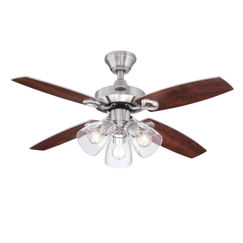 Crusader Ceiling Fan, Westinghouse, 42 in Dia, Brushed Nickel - 4