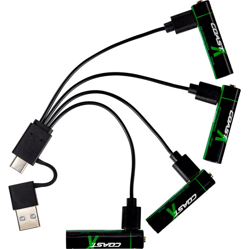 Rechargeable Lithium Ion Batteries, Coast, AAA, Usb-c Port, 4 pk - 3