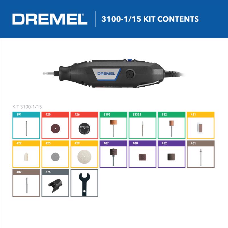 Dremel Rotary Tool Kit, Corded, 1.2 A, 16 Pc - 2