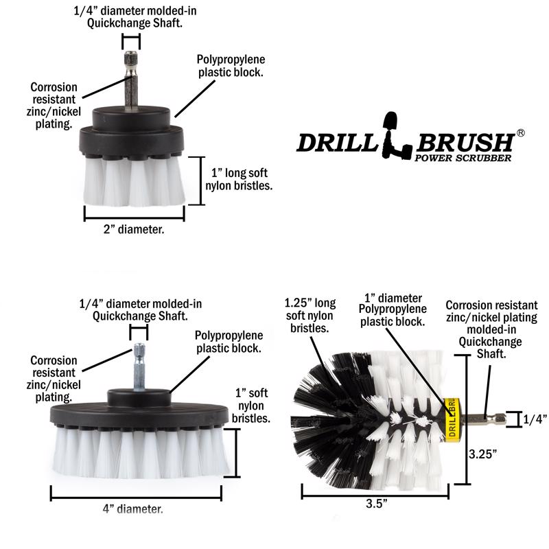 Drill Brushes, Ace, 4 in W, 10 pk - 2