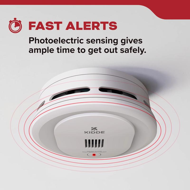 Smoke Alarm, Kidde, Compact 4 in Diameter, AA Battery Powered, LED Warning Light - 4