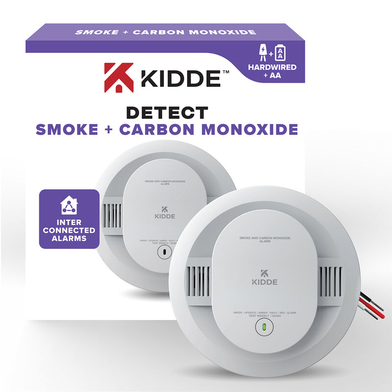 Carbon Monoxide & Smoke Alarm, Kidde, Hardwired, AA Battery Backup - 2
