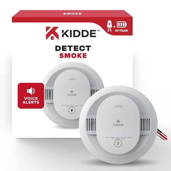 Smoke Alarm, Kidde, Hardwired, 10yr Battery, Voice Alert - 2