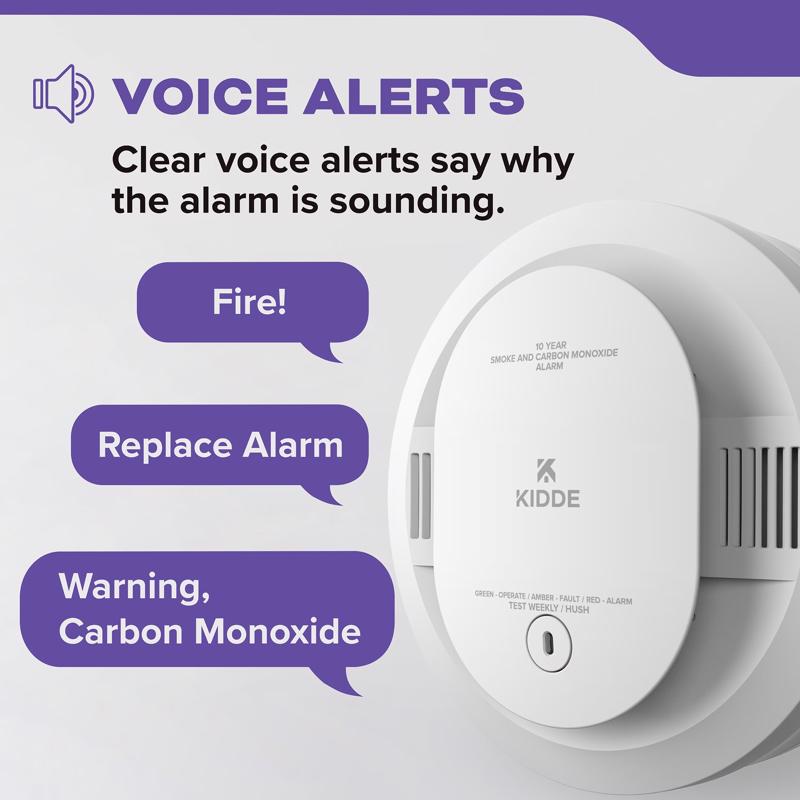 Carbon Monoxide & Smoke Alarm 10 Yr Battery, Kidde, Voice Alert - 3