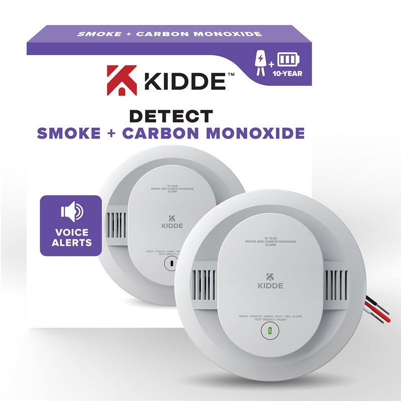 Combo Carbon Monoxide & Smoke Alarm, Kidde, Hardwired, 10 Yr Battery, Voice Alert - 2