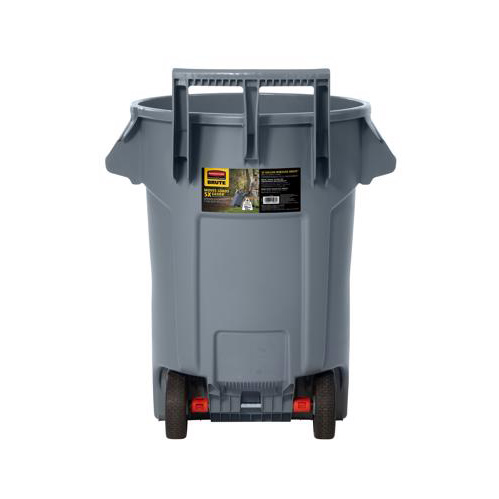 Wheeled Trash Can Heavy-duty, Rubbermaid, Gray, No Lid, 32 Gal - 2