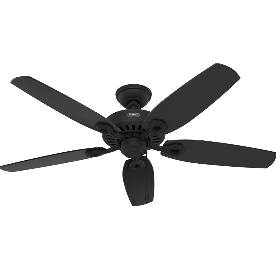 Builder Ceiling Fan, Hunter, with Light, 52 in Dia, Matte Black - 2