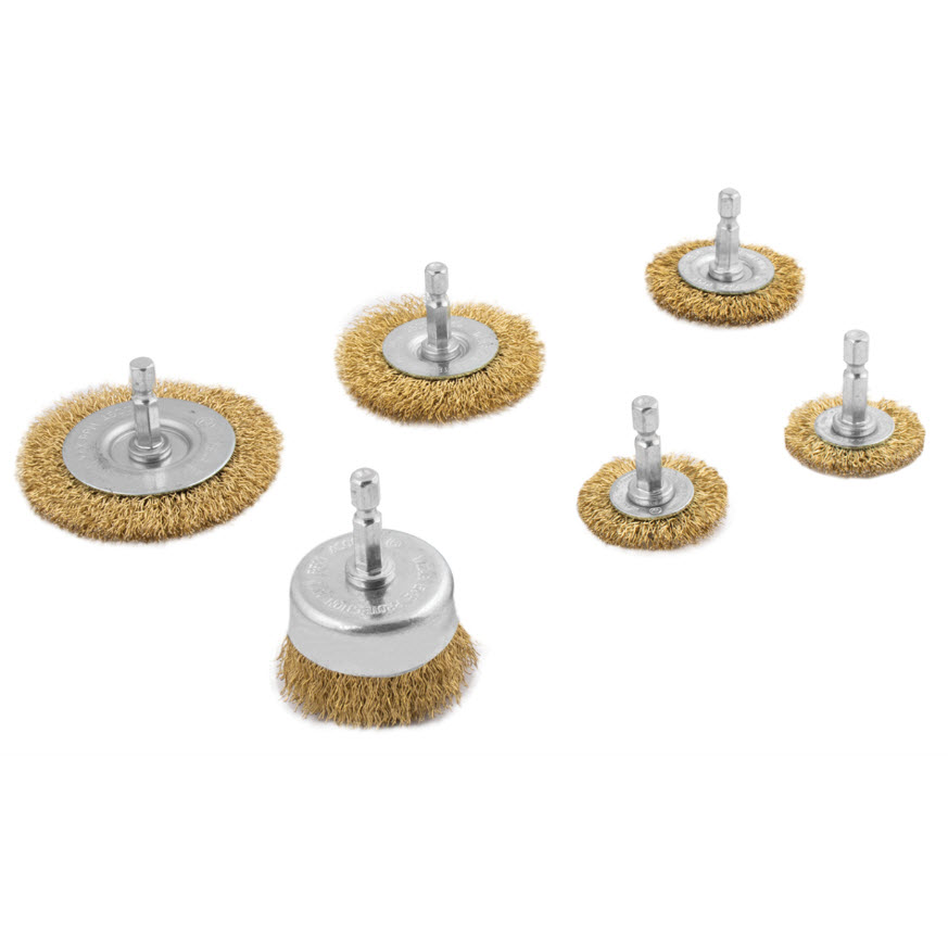 Wire Brush Assortment, Titan, Crimped, 6 pc - 1
