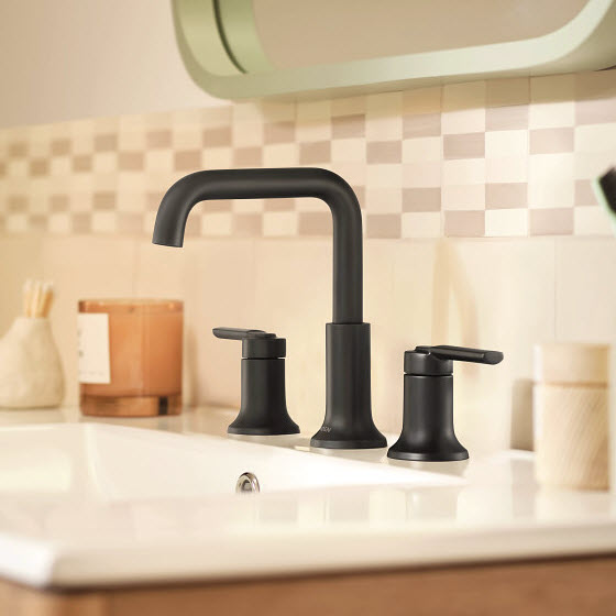 Zyla Bath Faucet, Moen, 2-Handle, Widespread, Matte Black - 2