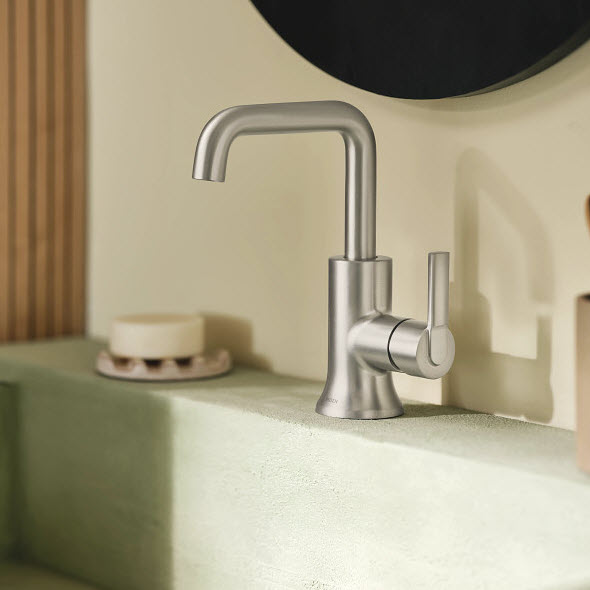 Zyla Bath Faucet, Moen, 1-Handle, Brushed Nickel - 2