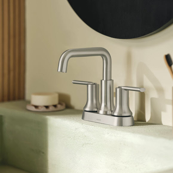 Zyla Bath Faucet, Moen, 2-Handle, Brushed Nickel - 2
