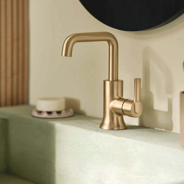 Zyla Bath Faucet, Moen, 1-Handle, Bronzed Gold - 2