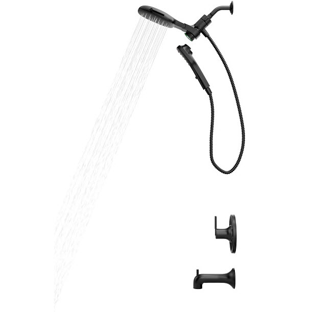 Zyla Tub Shower Faucet, Moen, 1-Handle, Matte Black - 1