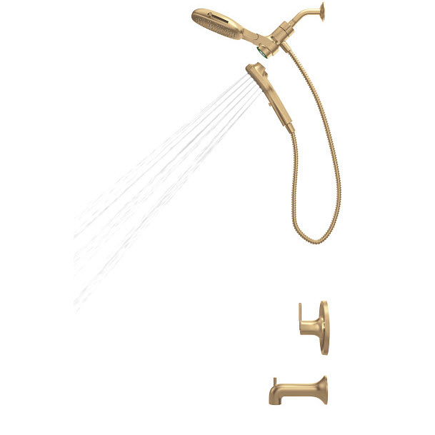 Zyla Tub Shower Faucet, Moen, 1-Handle, Bronzed Gold - 1