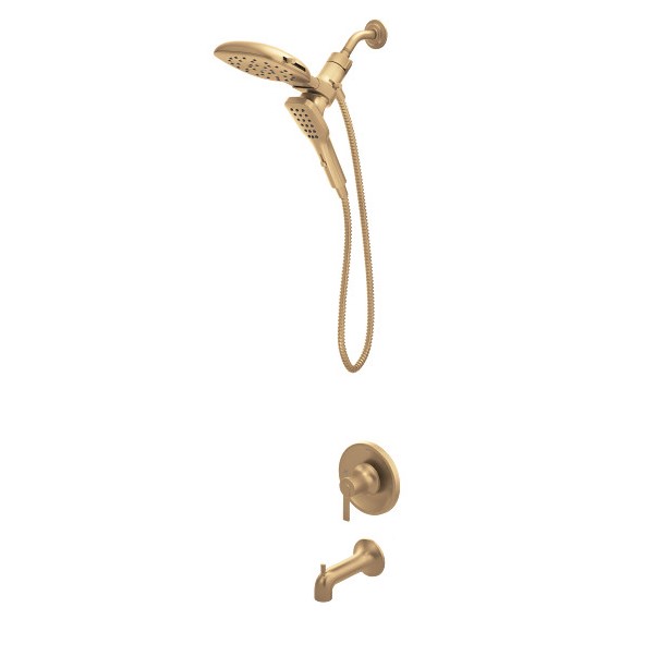 Zyla Tub Shower Faucet, Moen, 1-Handle, Bronzed Gold - 1