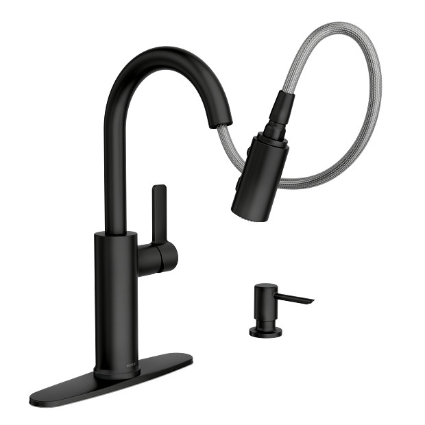 Durani Kitchen Faucet, Moen, Pull Down, Matte Black - 2