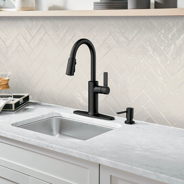 Durani Kitchen Faucet, Moen, Pull Down, Matte Black - 4