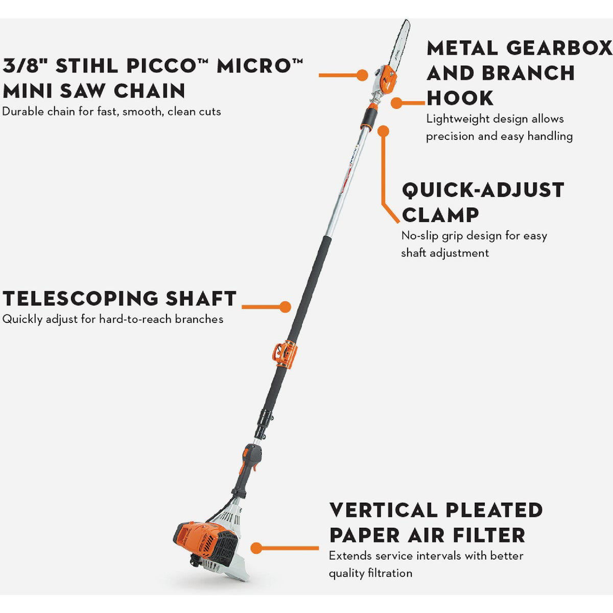 Ht 135 Gas Pole Saw, Stihl, 14 in Bar - 2