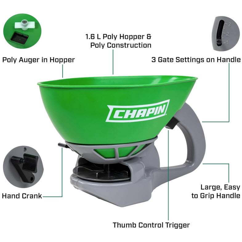 Hand Crank Spreader, Chapin, 0.3 gal, Poly - 1