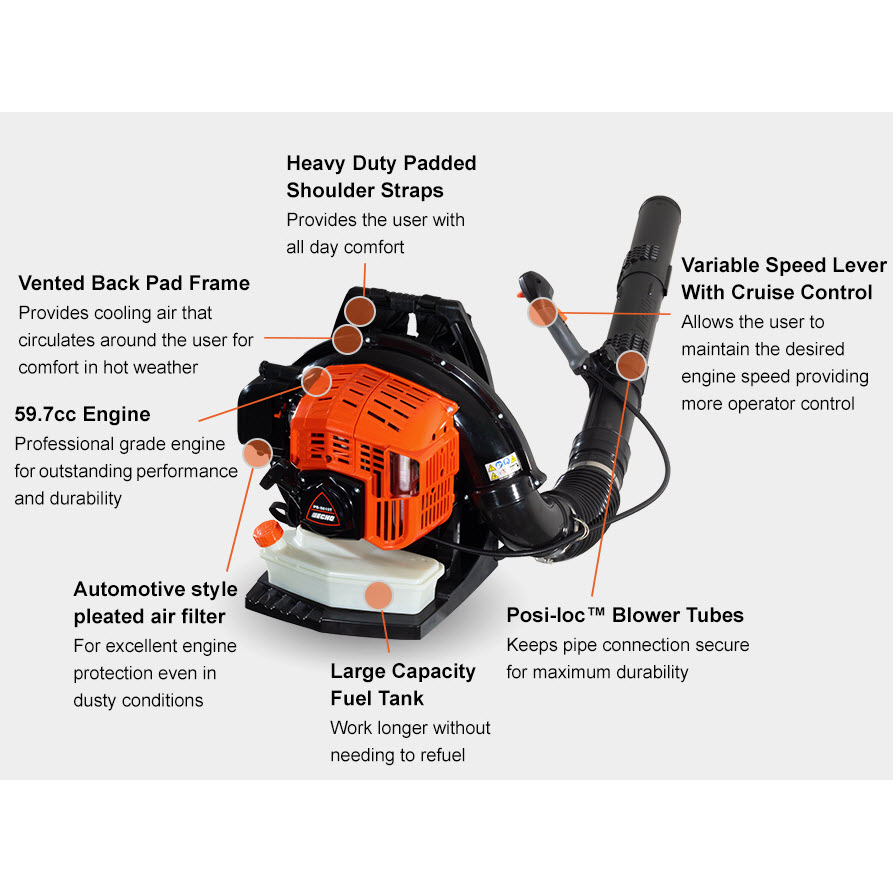 Backpack Blower, Echo, 59.7cc, 700 CFM - 1