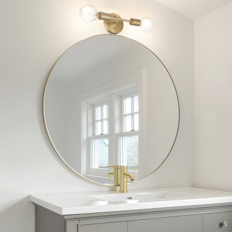 Alexandria Vanity Light, Globe, 2-Light, 10 in W, Brass - 2