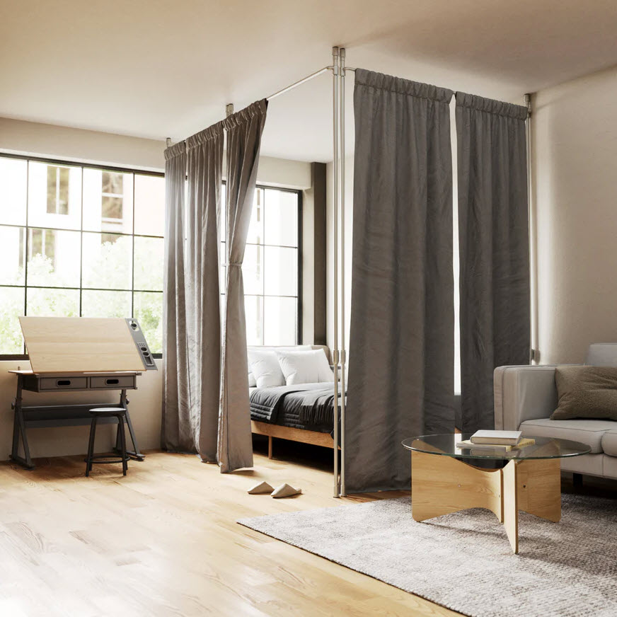Anywhere Curtain Rod, Umbra, 36-66 in W, Nickel Finish, Curtains Sold Separately - 3