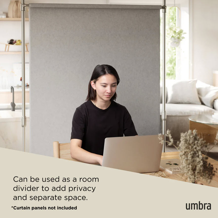 Anywhere Curtain Rod, Umbra, 36-66 in W, Nickel Finish, Curtains Sold Separately - 5