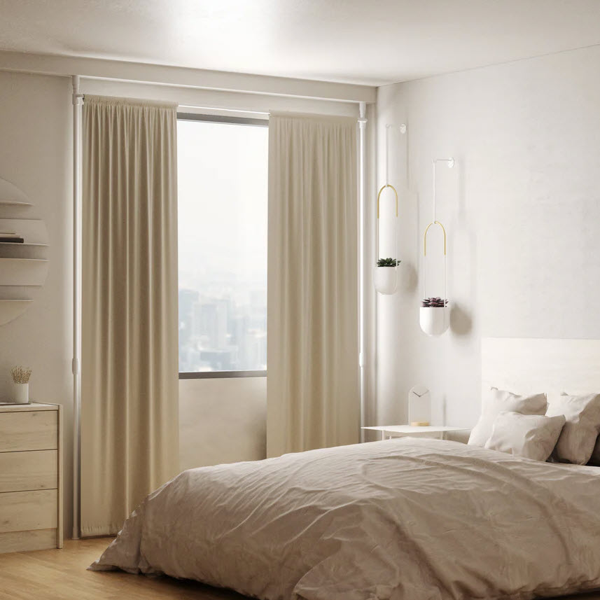 Anywhere Curtain Rod, Umbra, 36-66 in W, White, Curtains Sold Separately - 3