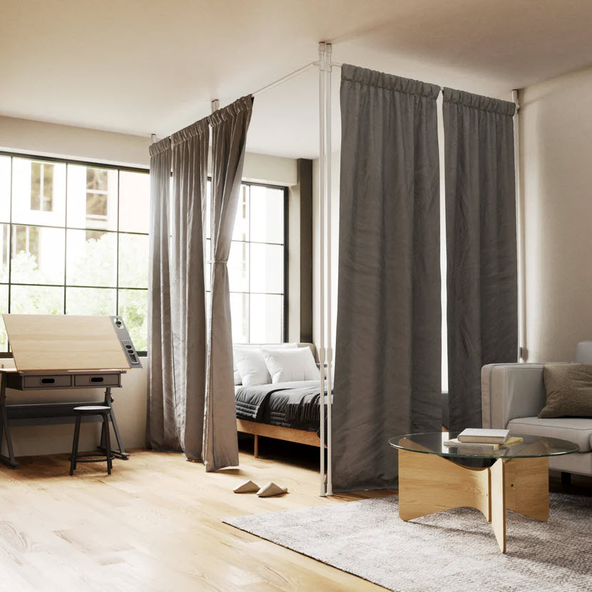 Anywhere Curtain Rod, Umbra, 36-66 in W, White, Curtains Sold Separately - 4