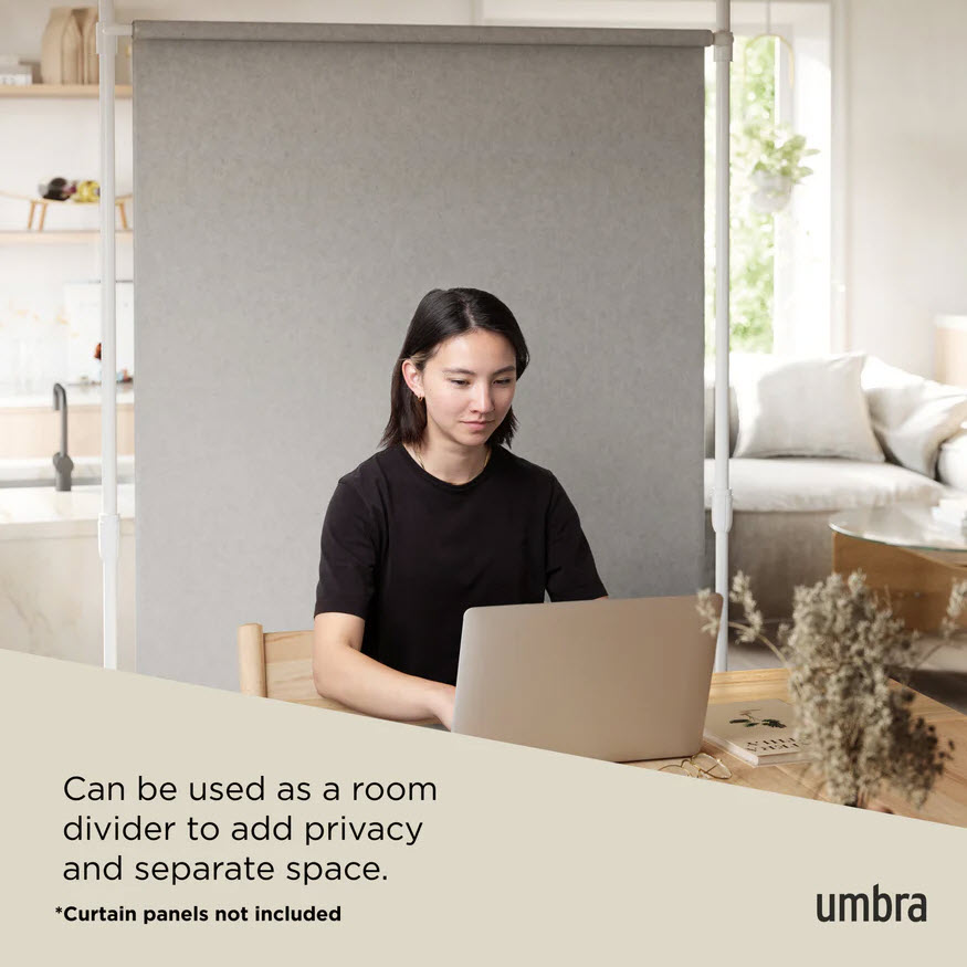 Anywhere Curtain Rod, Umbra, 36-66 in W, White, Curtains Sold Separately - 5