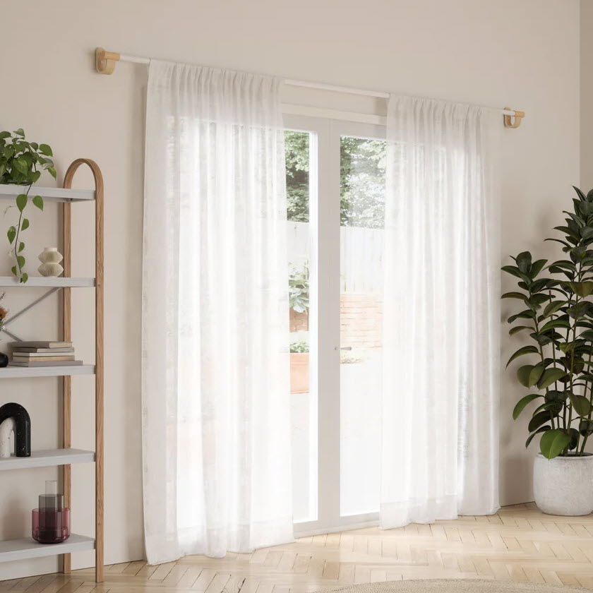 Bellwood Curtain Rod, Umbra, 1 in Dia, 42-120 in W, White/natural - 2