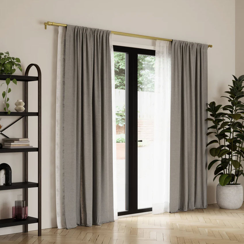 Cappa Double Curtain Rod, Umbra, 1 in Dia, 66-120 in W, Bronze Finish - 2
