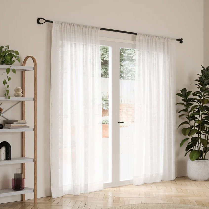 Loop Curtain Rod, Umbra, 1 in Dia, 42-120 in W, Black Finish - 2