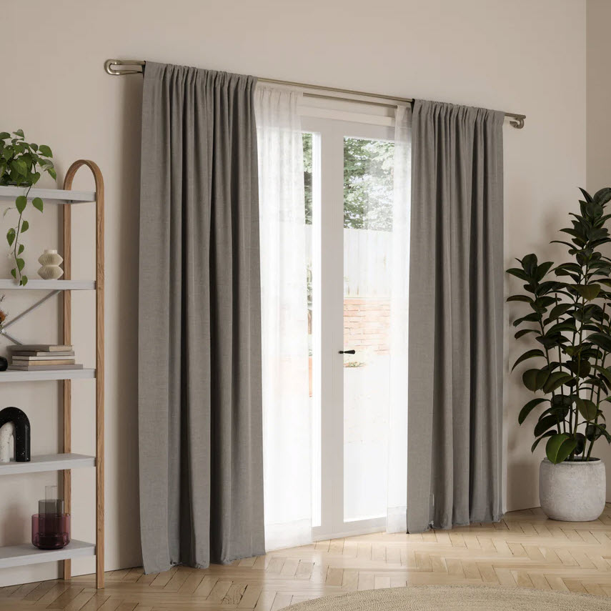 Midnight Black-out Double Curtain Rod, Umbra, 42-120 in W, Nickel Finish - 2