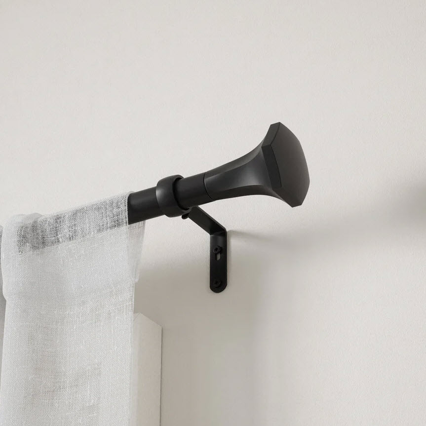 Sita Curtain Rod, Umbra, 1 in Dia, 72-144 in W, Black Finish - 2