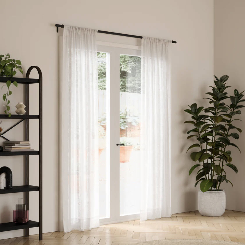 Zen Curtain Rod, Umbra, 1 in Dia, 32-64 in W, Black Finish - 2